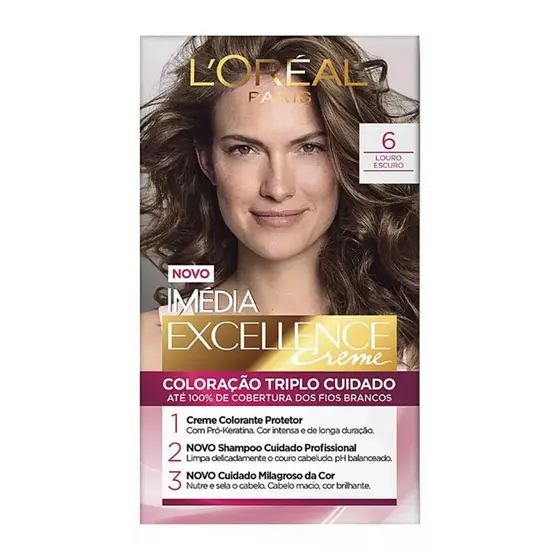 Tinta De Cabelo Imédia Tintura Excellence 6 Louro Escuro