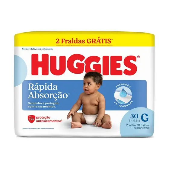 Fralda Infantil Huggies Tripla Proteção G Com 30 Unidades