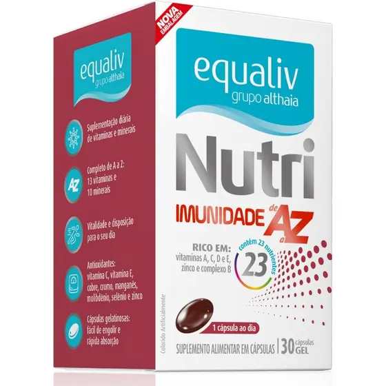 Suplemento Vitamínico Nutri Imunidade AZ Equaliv Com 30 Cápsula Em Gel