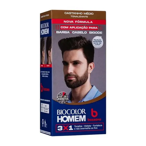 Tinta De Cabelo Bozzano Biocolor Homem Castanho Médio