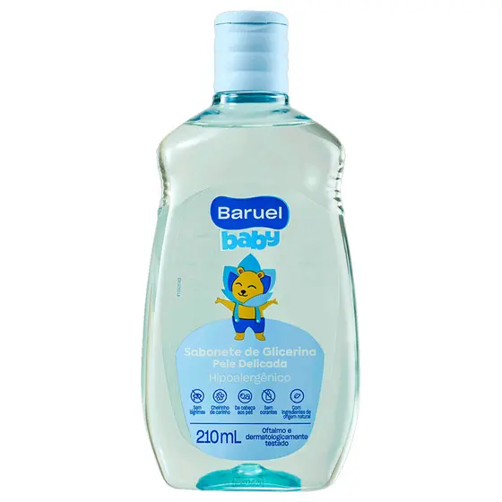 Sabonete Líquido Infantil De Glicerina Baruel Baby Pele Delicada Com 210ml
