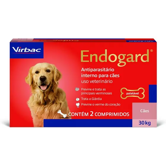Vermífugo Endogard Virbac Cães de 30 Kg com 2 comprimidos