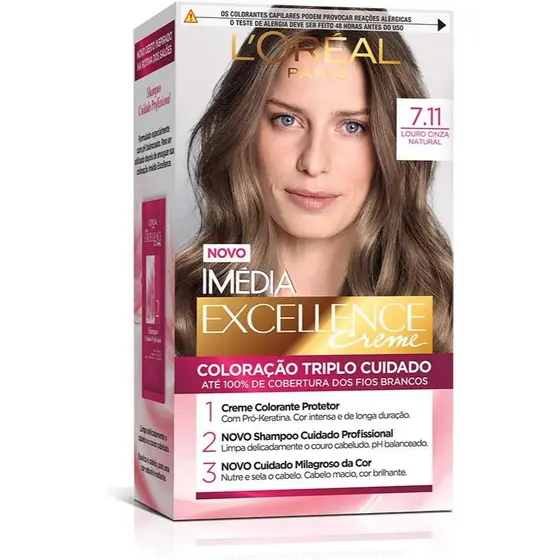 Tinta De Cabelo Imédia Excellence 7.11 Louro Cendre Nattural