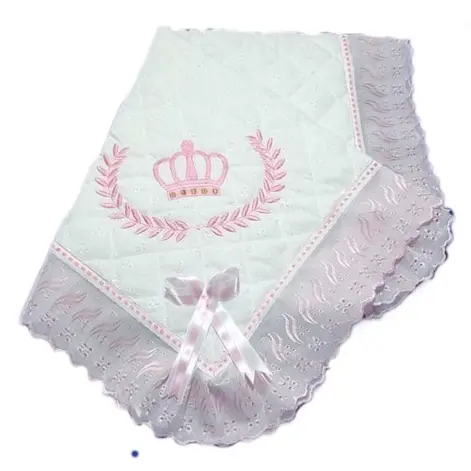 Manta De Lese Bordada Com Forro Coroa Rosa Infantil Menina