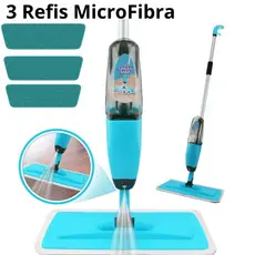 Mop Spray Magico Com Reservatorio Rodo De Limpeza 3 Refis de MicroFibra