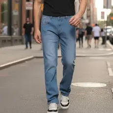 Calça Jeans Masculina Lavagem Clara Slim Com Elastano / Lycra Premium