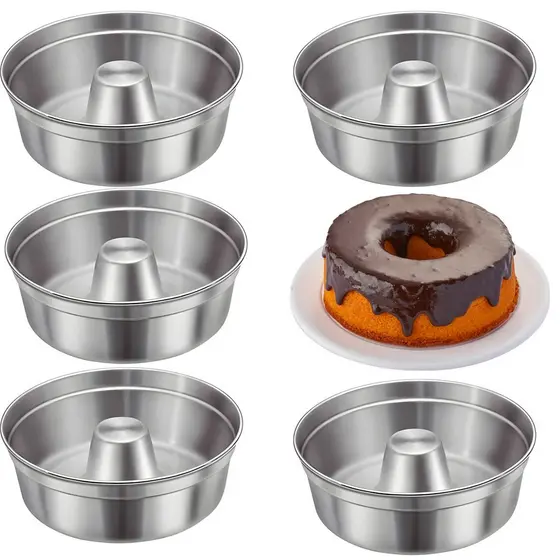 Kit 5 Forma de Bolo N 22 Pudim Pequeno Redonda  Assadeira Padaria Cone de Aluminio Redonda