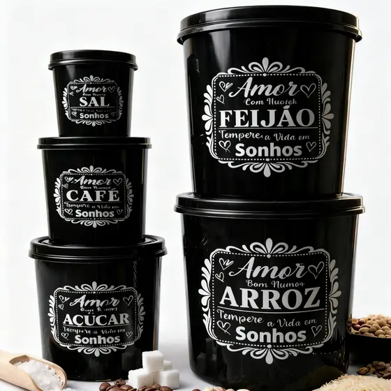 Kit Potes Herméticos 5 Peças Para Mantimentos Cozinha