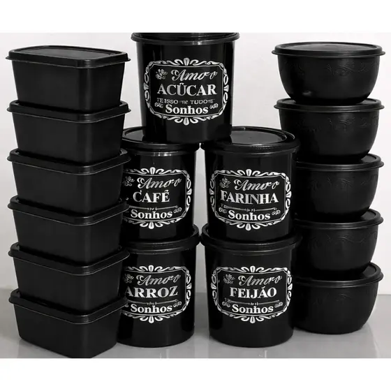 Jogo de Potes Herméticos para Mantimentos 15 Unidades  + Tigelas 600ml Kit Completo