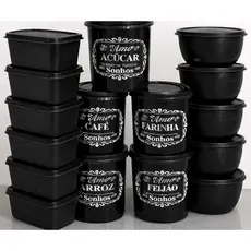 Jogo de Potes Herméticos para Mantimentos 15 Unidades  + Tigelas 600ml Kit Completo