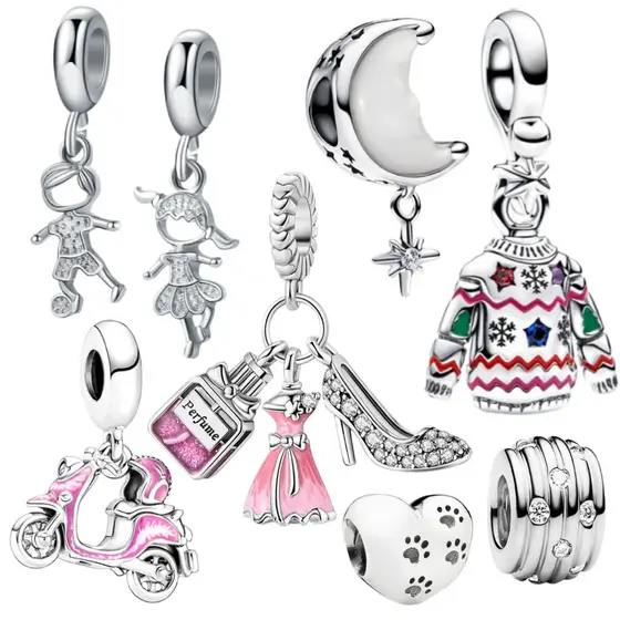 Berloque Pulseira 925 Jóias de Prata Series Pulseiras Feminina Pingente