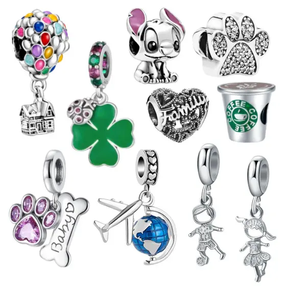 Berloque Pulseira Prata 925 Jóias  Forma Série Pulseiras Feminina Pingente