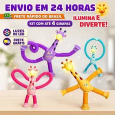 Kits 1/2/4 de Brinquedo Infantil Girafa Pop Tubo Led Com Ventosa
