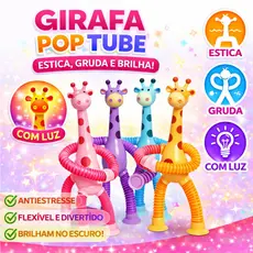 Brinquedo Infantil Girafa Pop Tubo Led Com Ventosas