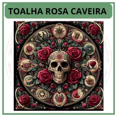 Toalha para Jogo de Tarot 0,70x0,70cm Rosa caveira