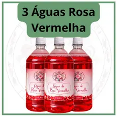 Kit 3 Unidades de Água de Rosas Vermelhas 1 Litro