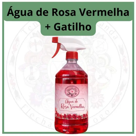 Super Kit Água de Rosas Vermelha Exclusiva com Gatilho de Spray 1 Litro