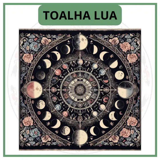 Toalha para Jogo de Tarot 0,70x0,70cm Lua