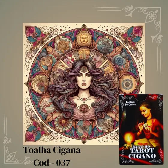 Kit Toalha Cigana + Tarot Cigano 36 Cartas
