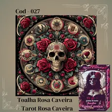 Kit Toalha Rosa Caveira + Tarot Rosa Caveira  36 Cartas