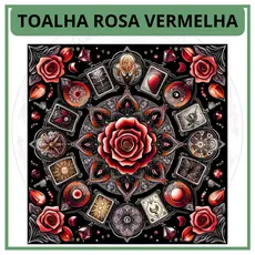 Toalha para Jogo de Tarot 0,70x0,70cm Rosa Vermelha