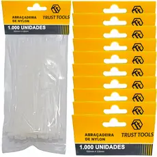 Kit 1.000 Abraçadeira Branca Enforca Gato De Nylon 2,5x100mm - Trust Tools