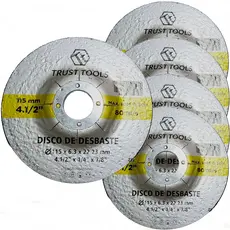Kit 5 Discos Desbaste Para Ferro Aço Inox Materiais Ferrosos Para Esmerilhadeira 115mm 4.1/2"