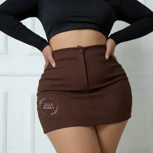 Short Saia Plus Size Feminino botão Tecido Neoprene Forrado Não Transparece Verão Look Inverno 2026 Frio térmico