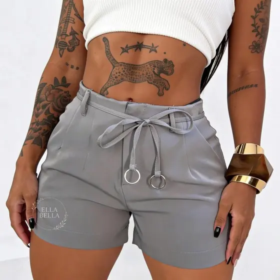 Short Cintura Alta Feminino  Elegante Com Modelagem 2026 Moderna Ajustavel Social Uso Diário  Tendencia