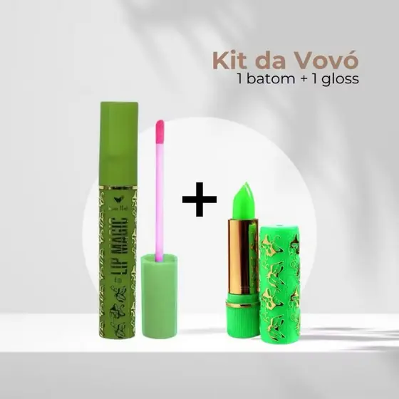Kit Gloss + Batom Mágico Da Vovó 24h Efeito Mágico - CORES ALEATORIAS