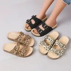 Sandalia Papete Birken Animal Print Papete Feminina birken com fivela
