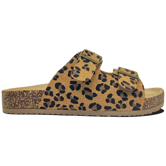 Sandália Birken Papete fivela com estampa de leopardo