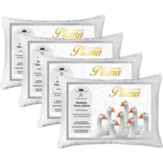 Kit 4 Travesseiros Penas e Plumas De Ganso 70x50 Antialérgico Antiácaro Extra Macio