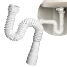 Sifão Universal Sanfonado Flexível Tubo Pia Cozinha Banheiro Lavatório Tanques Branco 71cm Valeplast