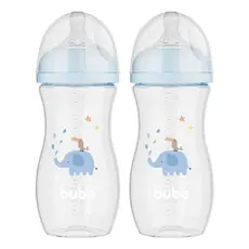 2x Mamadeira Anticólica que evita gases Easy Flow 330ML +4 Meses Silicone Buba