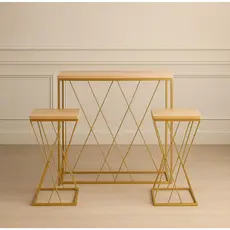 kit De Mesa Treliça Dourada 1G e 2 P Com 3 Peças Decoração Festa