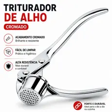Espremedor de Alho Inox Premium Prensa Manual Triturador Resistente Cozinha