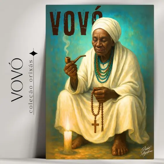 Quadro Decorativo Orixá Preta Velha Vovó  -  Umbanda e Candomblé - Tradicional - Já com fita Adesiva