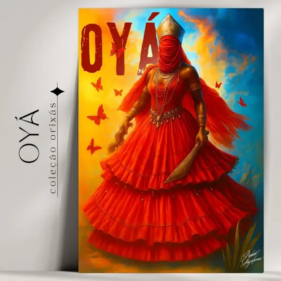 Quadro Decorativo Orixá Oyá (Iansã) - Umbanda e Candomblé - Tradicional - Já com fita Adesiva