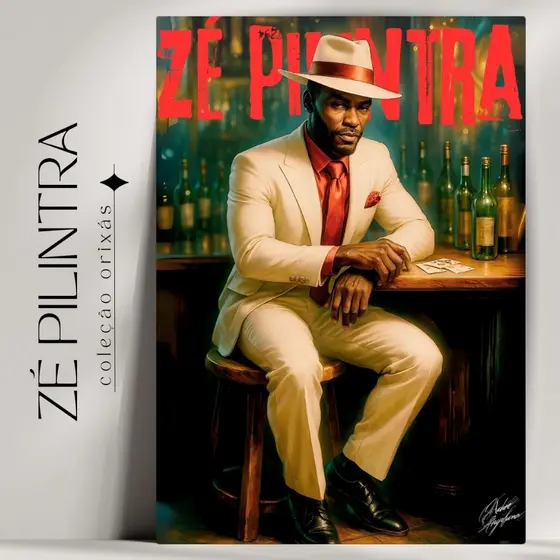 Quadro Decorativo Zé Pilintra  -  Umbanda e Candomblé - Tradicional - Já com fita Adesiva