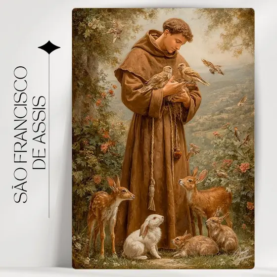 Quadro Decorativo São Francisco De Asis - Católico - Já com Fita Adesiva - Envio Imediato