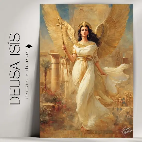 Quadro Decorativo Deusa Isís - Arte Mística e Mitologia Grega - Wicca - Já com Fita Adesiva