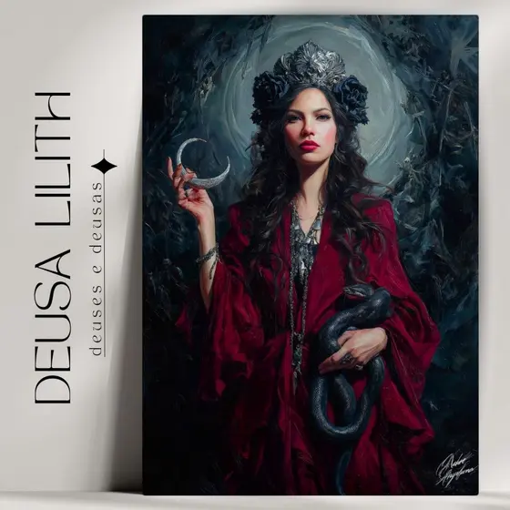 Quadro Decorativo Lilith - Arte Mística e Mitologia Judaica - Wicca - Já com Fita Adesiva