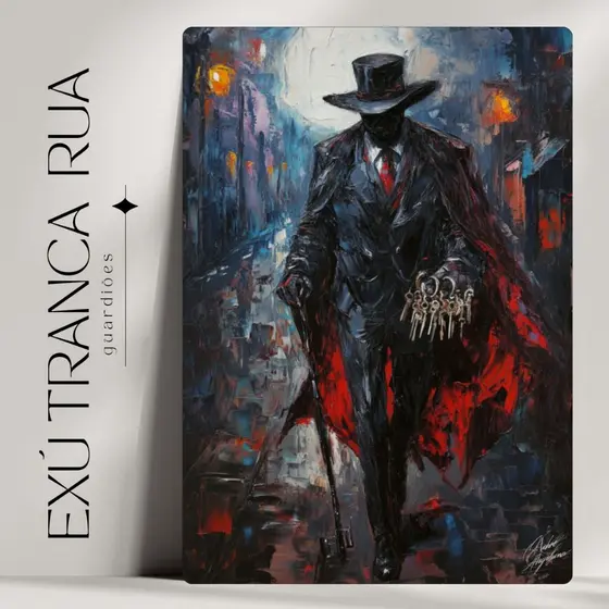 Exú Tranca Rua - Quadro Decorativo - Os Mais Cultuados - Arte Expressionista Umbanda /Candomblé