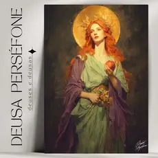 Quadro Decorativo Deusa Perséfone - Arte Mística e Mitológica - Wicca - Já com Fita Adesiva