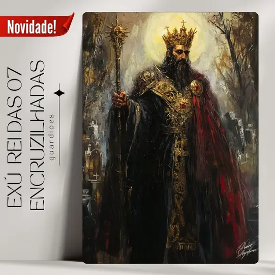 Quadro Decorativo Exú Rei Das 07 Encruzilhadas - Já com Fita Adesiva - Envio Imediato.