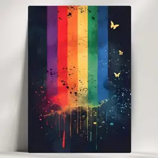 Quadros Decorativos LGBT+ Artístico -Tinta Escorrida - Feito em Madeira - com Fita Adesiva