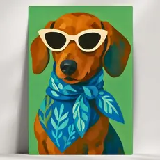 Quadros Decorativos Cachorro Caramelo - Lencinho e Oculos - Em Mdf - Já com Fita Adesiva
