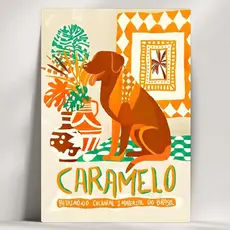 Quadros Decorativos Cachorro Caramelo - Caramelo Bege - Em Mdf - com Fita Adesiva - Envio Imediato