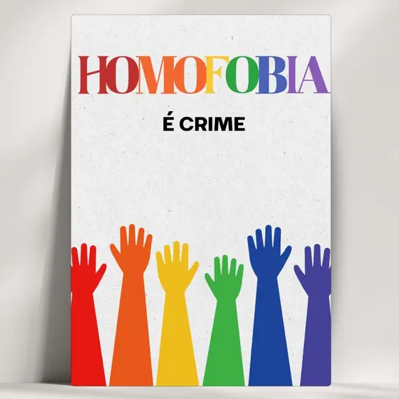 Quadros Decorativos Frases LGBT+ - Homofobia é Crime - Em Mdf - com Fita Adesiva - Envio Imediato